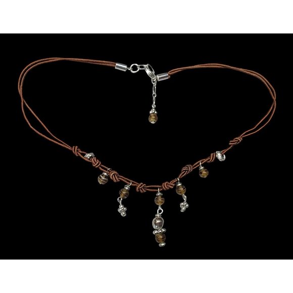 Handmade Elven Bohemian Brown Glass Fringe Necklace - Picture 1 of 6